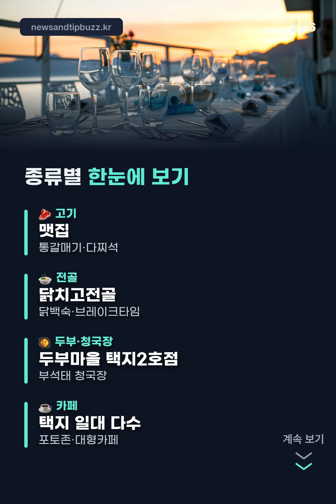 종류별 맛집 요약