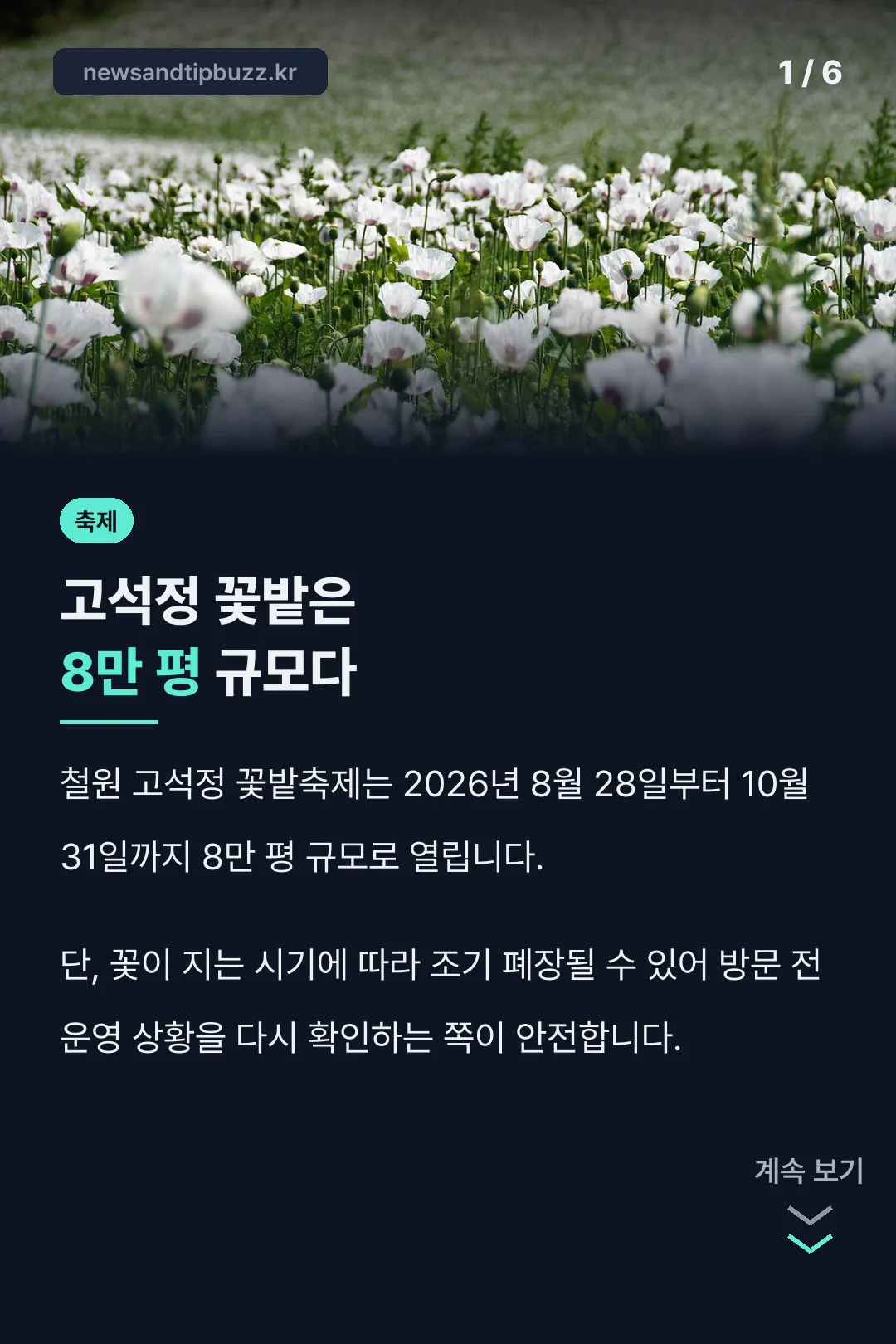 철원 고석정 꽃밭축제 규모