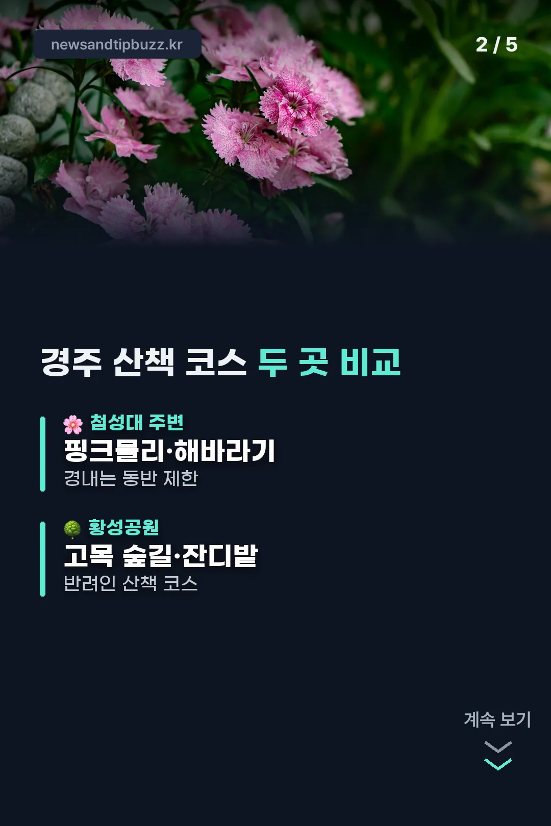 산책 코스 두 곳 비교